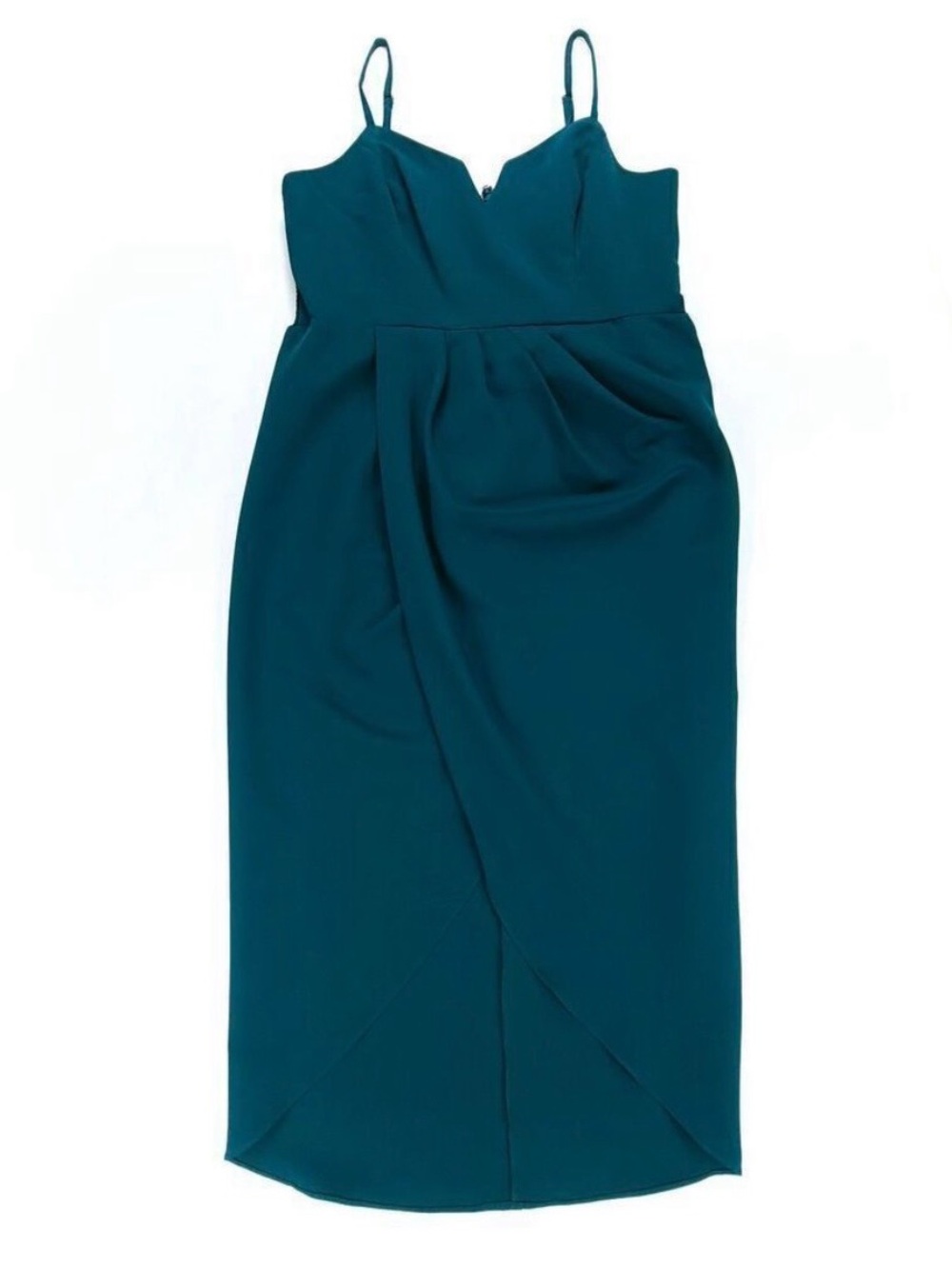 CITY CHIC Sassy V Wire Wrap Drape Tulip Midi Dress Emerald Green Plus Size 16